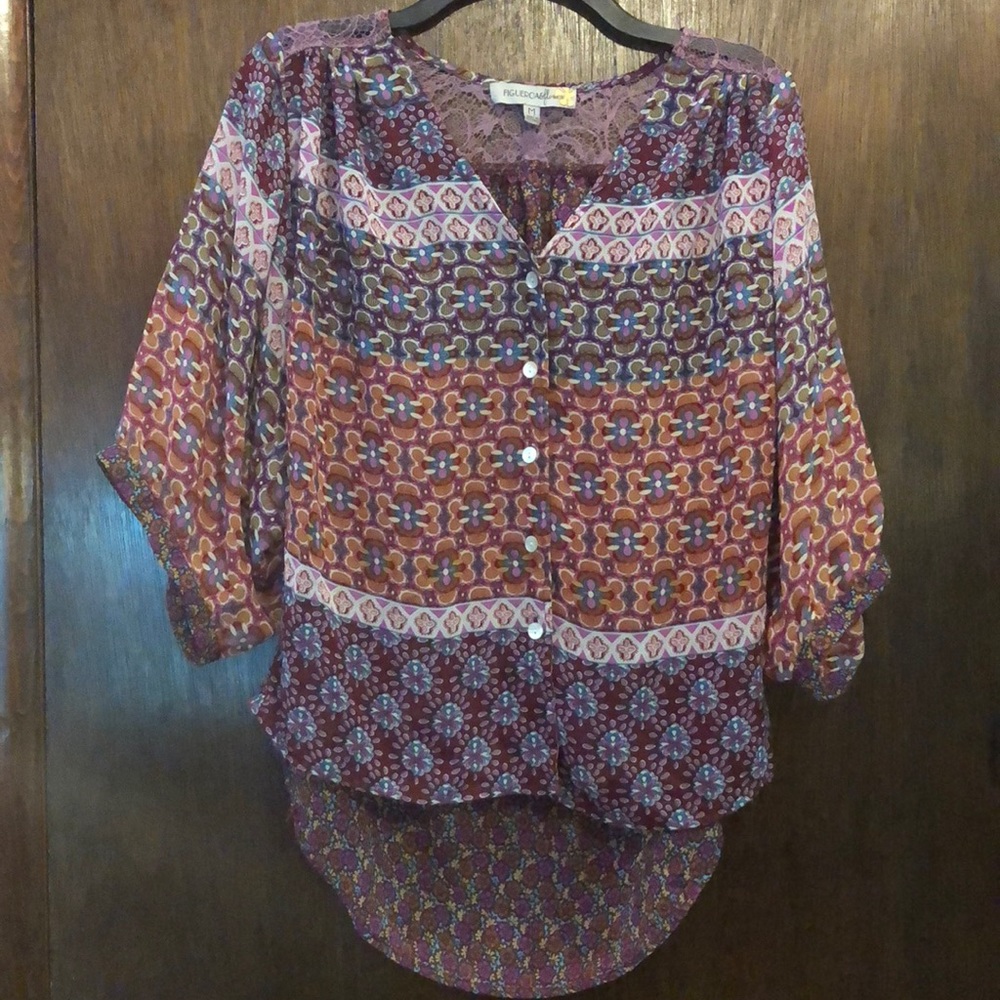 FIGUEROA&flower medium button up patterned blouse
